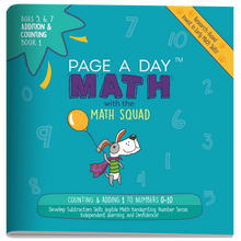 Load image into Gallery viewer, Set 4: ADDITION &amp; COUNTING Book 1 - Page A Day Math with the Math Squad