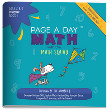 Load image into Gallery viewer, Series 9: DIVISION (age 6-9) 12-Book Series, Flash Cards &amp; Assessments - Page A Day Math with the Math Squad