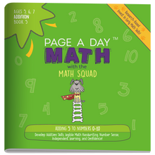 Load image into Gallery viewer, Series 6: ADDITION (age 5-8) 12-Book Series, Flash Cards &amp; Assessments - Page A Day Math with the Math Squad