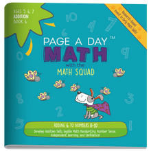 Load image into Gallery viewer, Series 6: ADDITION (age 5-8) 12-Book Series, Flash Cards &amp; Assessments - Page A Day Math with the Math Squad