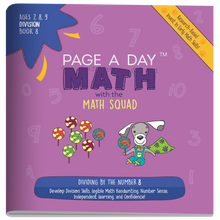 Load image into Gallery viewer, Series 9: DIVISION (age 6-9) 12-Book Series, Flash Cards &amp; Assessments - Page A Day Math with the Math Squad