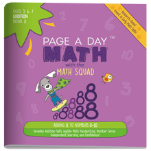 Load image into Gallery viewer, Series 6: ADDITION (age 5-8) 12-Book Series, Flash Cards &amp; Assessments - Page A Day Math with the Math Squad