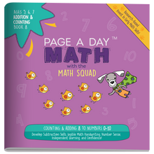 Load image into Gallery viewer, Series 4: ADDITION &amp; COUNTING (age 4-6) 10-Book Series, Flash Cards &amp; Assessments - Page A Day Math with the Math Squad