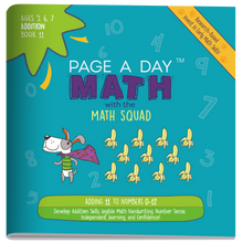 Load image into Gallery viewer, Series 6: ADDITION (age 5-8) 12-Book Series, Flash Cards &amp; Assessments - Page A Day Math with the Math Squad