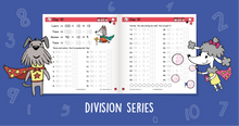 Load image into Gallery viewer, Series 9: DIVISION (age 6-9) 12-Book Series, Flash Cards &amp; Assessments - Page A Day Math with the Math Squad