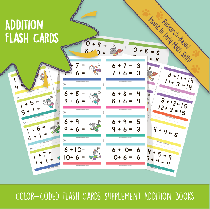 ADDITION Flash Cards - Page A Day Math with the Math Squad